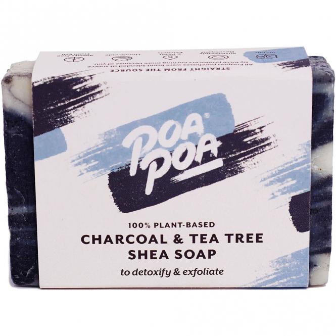 Poapoa Charcoal & Tea Tree Shea Soap, 100 g 